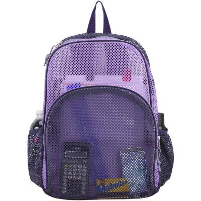 China Fashion Beach Unisex Adult Toys Bag Promotional Mesh Pouch Mesh Backpack Purple Color for sale