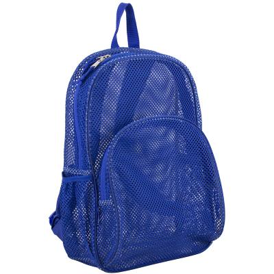 China Fashion Luxury Solid Blue Mesh Backpack With Adjustable Padded Bungee Straps High Quality Factory With ISO for sale