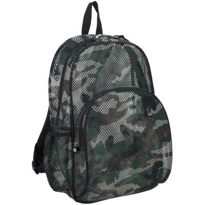 China Fashion ISO BSCI High Quality Factory OEM Mesh Backpack See Through Heavy Duty Hunting Camouflage Mesh Bag for sale