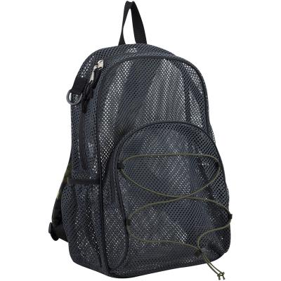 China Fashion Black Mesh See Me Lightweight Mesh Backpack OEM ISO Factory Reflective For Travel Or School Beach for sale