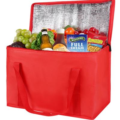 China XXL NATIONAL RED Largest Insulated Cooler Bags With Zipper Closure Reusable Grocery Bags Keep Food Hot Or Cold for sale