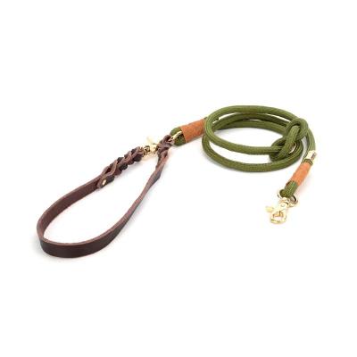 China Customized OEM Full Grain Handle Rope Training Dog Leash Nylon Hand Slip All-in-One P Lead Free Type No Pull Pet Supplies for sale