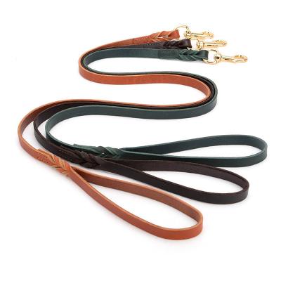 China Personalized Custom Dog Leash High End Pet Products Braided K9 Strap Cow Leather Dog Canine Working Training Leash for sale