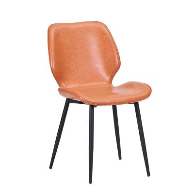 China Upholstered Restaurant Dining Chair Faux Leather Leather French Dining Chair Style Room Furniture Leather French Furniture Dining Chair Orange for sale