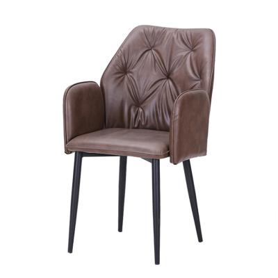 China Brown Modern Leather Upholstered Dining Chairs Leather Dining Chairs Upholstered Leisure Dining Chairs for sale