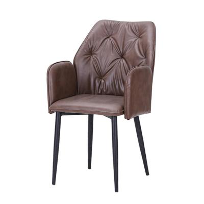 China Nordic Luxury Brown Upholstered Leather Dining Chairs Italian Upholstered Dining Chair Leather Dining Chair for sale