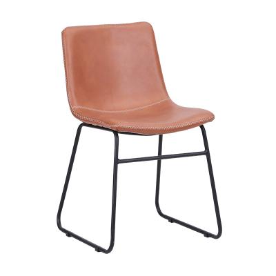 China Modern Vintage Leather Upholstered High Back Dining Chair Upholstered Dining Chairs Modern Luxury Leather for sale