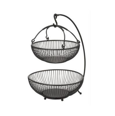 China Sustainable Fruit Basket 2 Tier Fashion And Metal Fruit Storage Container Storage Fruit Basket for sale