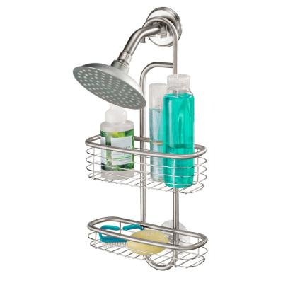 China Bathroom Wall Mounted Shower Gel Bottle Holder Hook Bracket 2 Shelf Shower Organizer Corner Rack For Washroom for sale