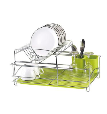 China Sustainable Home and Kitchen Accessories Dish Drying Rack Stainless Steel Two Tier Dish Drainer Rack for sale