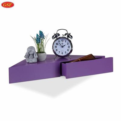 China High Quality Easy Assembly Home Wooden Wall Small Corner Shelf With Drawer for sale