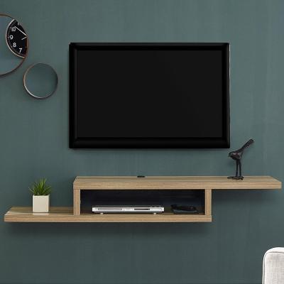 China Asymmetrical Floating Storage Wall Mount TV Shelf Mounted Wooden TV Shelf Console With Columbian Walnut TV Shelf for sale