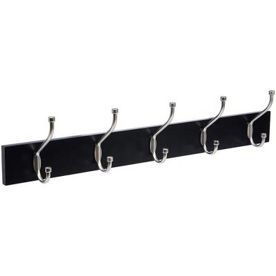 China New Product Promotional Black Wooden Standard 5 (Other) Adjustable Hangs Wall Mounted Farmhouse Coat Rack Wall Mounted for sale