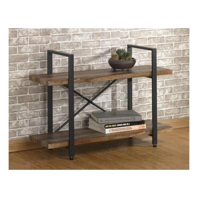 China Easy to Install Wholesale Rustic 2-Tier Wood and Metal Shelves, Industrial Style Bookcases Furniture for sale