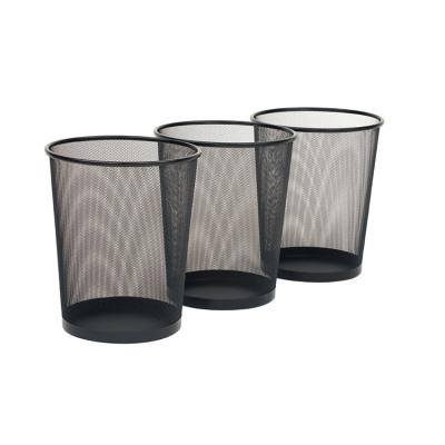 China 3-Pack Round Black Viable Mesh Wastebasket Recycling Bin, Wire Paper Basket for sale