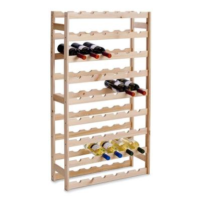 China Sustainable Popular Bamboo Wooden 54 Bottle Red Wine Rack, Accessories Free Standing Stackable Countertop Wine Storage Shelf for sale