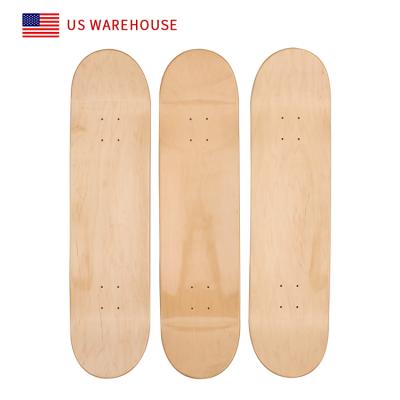 China Adult Stock In Warehouse 8.0 US 8.25 Inch Skate Board 7 Ply 100% Maple White Canadian Skateboard Deck for sale