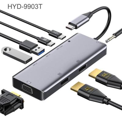 China Type-C Enabled Devices 8 in 1 USB C Hub with PD MI/VGA, 100W HD, USB3.0 for MacBook Pro/Air and Type C Laptops for sale