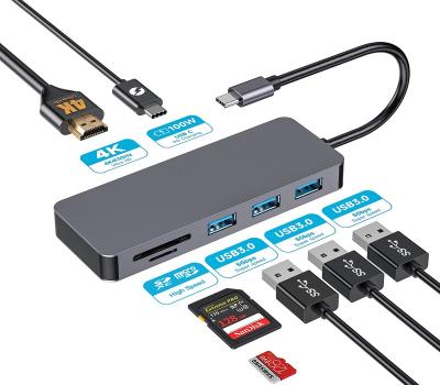 China Transfer Data 7 in 1 USB-C to 4K HDR Adapter, PD Charging Hub, SD Card Dock for sale