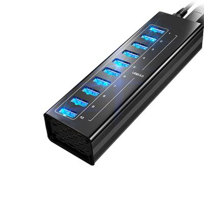 China Mobile Devices /Desk Computer/Laptop Aluminum Alloy 5Gbp Hi-Speed ​​USB3.0 10 Ports HUB With Indicator Body Light for sale