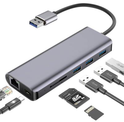 China Type-C Enabled Devices 7 in 1 USB 3.0 USB-C Type C HUB with Gigabit Ethernet and Micro USB DC 5V Port for sale