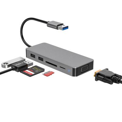 China 1080P@60Hz Video Factory Direct Selling USB3.0 5 IN 1 USB 3 Hub Splitter VGA 2.0 USB Hub Card Reader Combo Laptop Accessories USB A Adapter, 0 for PC for sale