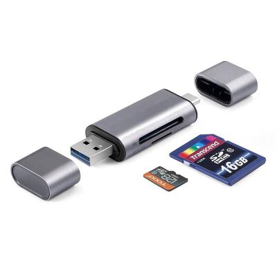 China Portable PC/Tablet/Mobile Phone USB OTG Super Speed ​​USB 3.0 & Type C2 in 1 SD & MicroSD Memory Card Reader for sale