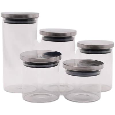 China Amazon Best Selling Stainless Steel Metal Glass Storage Jar Microwavable / Easy Clean Seal Bamboo Jar for sale