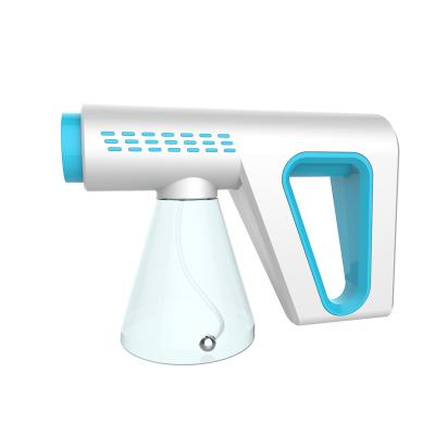 China Portable Electric Blue Light Atomizer Disinfection Garden Gun Sprayer Cordless Nano Spray Gun for sale