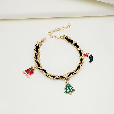 China Cute Enamel Christmas Elements Two Layers Christmas Charm Bracelets For Women Kids for sale