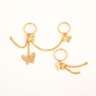 China FASHIONABLE Alloy Butterfly Rings Korean Style Chain Combination Rings For Women for sale