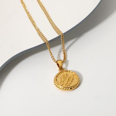 China FASHIONABLE 316L Stainless Steel 18K Gold Plated Relief Effect Pendant Necklace For Women for sale