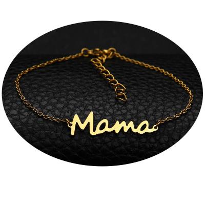 China CLASSIC High Quality Stainless Steel Gold Plated Mom Charm Bracelet For Mom Women for sale