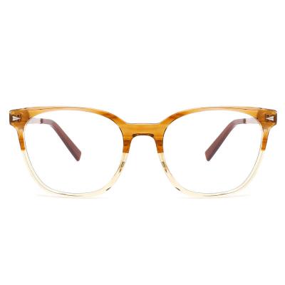 China YD1028 Simple Fashion Acetate Gradient Fashion Glass Rectangle Gold Temples Two Tone Metal Eye Glasses Frame Optical for sale