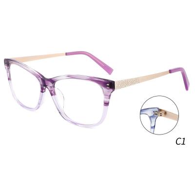 China Fashion Optical Glasses YD1029 Ready To Ship Two Tone Small Gradient Glasses Frame Women's Acetate Optical Glasses for sale