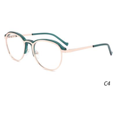 China Fashion Designer Style Acetate Half Frame Optical Glasses Colorful Green Gold Frame Eyewear YD1031 for sale