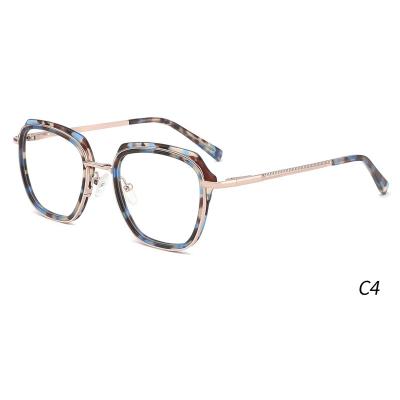 China Newest Fashion Optical Glasses YD1032 Metal Glass Acetate Square Frame Thin Glasses for sale