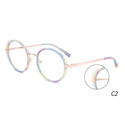 China Fashion Retro Optical Glasses YD1034 Acetate Combo Metal Frames Oversized Glasses Round Fames Colored Optical Glasses for sale