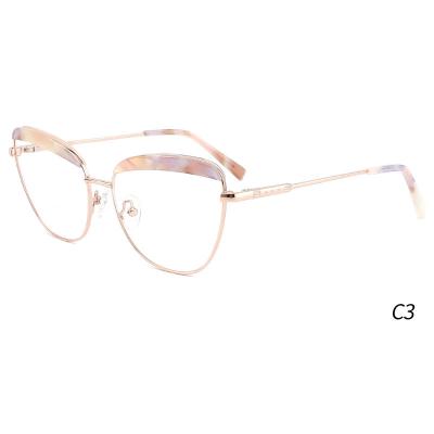 China Fashion New Design Gold Frame Acetate Eyewear Thin Glasses Eyewear Optical Glass Women YD1040 for sale