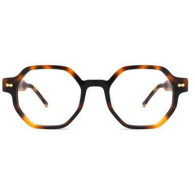 China 2022 Fashion Glasses Fashion Women Optical Glasses Women's Flat Acetate Polygon Frame Glasses for sale