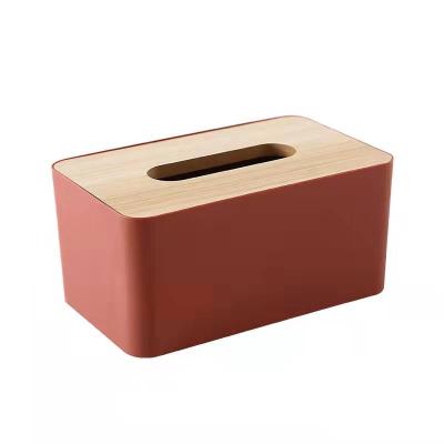 China Minimalist Wooden Storage Boxes Bamboo Cover Luxury Car Toilet Paper Tissue Box Lid Holder Napkin Case Facial Clear Tissue Box for sale