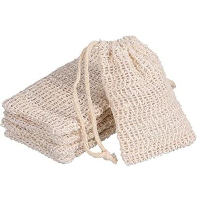 China All Natural Eco-Friendly Sisal Exfoliating Foaming Soap Pouch Scrubber Drying Shower Mesh Soap Saver Bag Net Soap Bars for sale