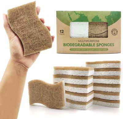 China S-Shape S-shape Cellulose Sponge Kitchen Dish Wash Sponge Eco-Friendly Sisal Sustainable Biodegradable Fiber Natural Scrubber Kitchen Cleaning for sale