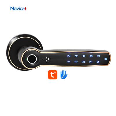 China TTlock Tuya smart rfid hotel card remote control entrance magnetic handle door lock app for sale