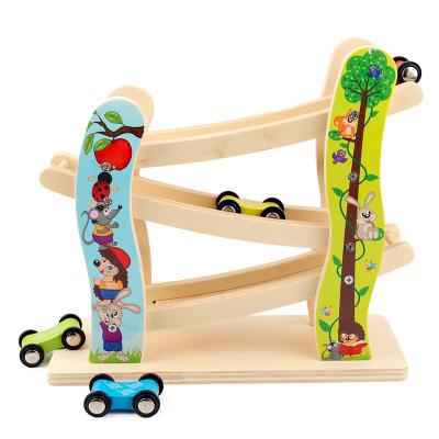 China Three-Layer Eco-Friendly Wooden Material Fast Car Speed ​​Track Car Racing Educational Toys Inertia Glider Game Pretend Play Preschool Toys for sale