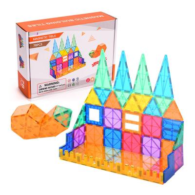 China Early Education Kids Educational ROD Toys Amazon Best Selling Plastic Magnetic Building Tiles 78 Pcs Magnetic Building Blocks For Kids for sale