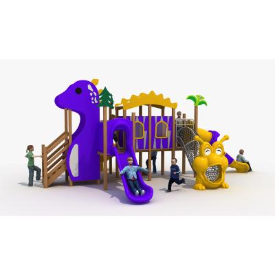 China Professional Manufacturer Durable Dinosaur Theme Outdoor Kids Wooden Playground Equipment Set Outdoor Playground Park For Kids for sale