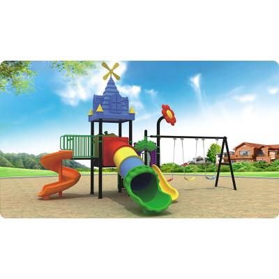 China Durable Commercial Plastic Children's Playground Slide Equipment Kids Kindergarten Outdoor Playground With Swing for sale