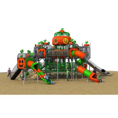 China Durable Outdoor Plastic Pumpkin Slide Theme Kindergarten Kids Playground Equipment Theme Park Playground Set With Big Slide for sale