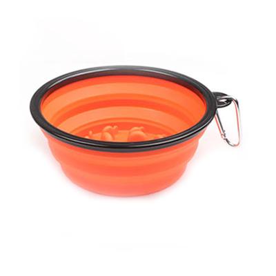 China Durable Band Mountaineering Metal Hot Hook Folding Bowl Slow Pet Dog Food Feeding Bowl for sale